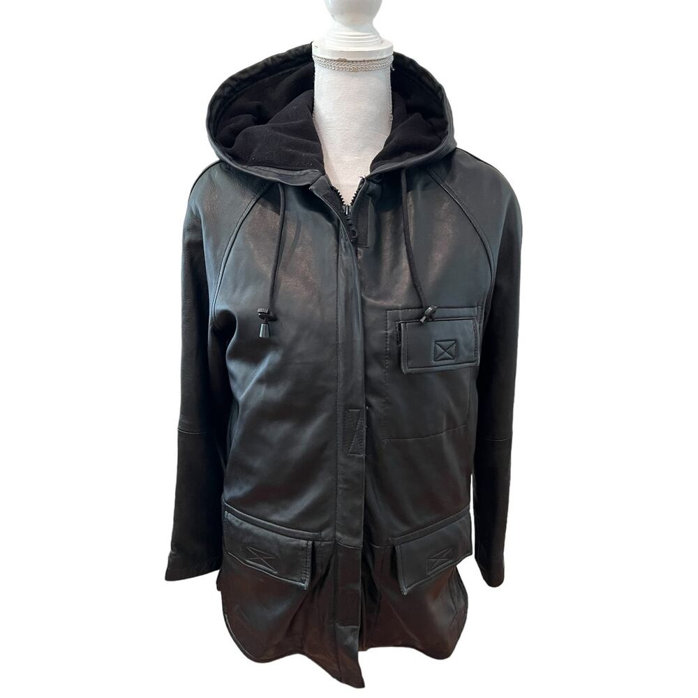 Pelle Studio Wilsons Y2K Hooded Leather Jacket Black S